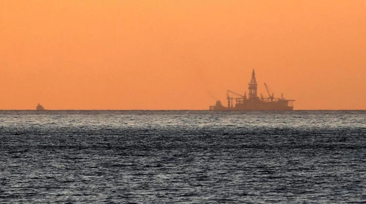 Oil drilling ship Tungsten Explorer is seen docked at the block 4 area off the coast of the Lebanese coastal town of Safra, on February 25, 2020. (AFP)
