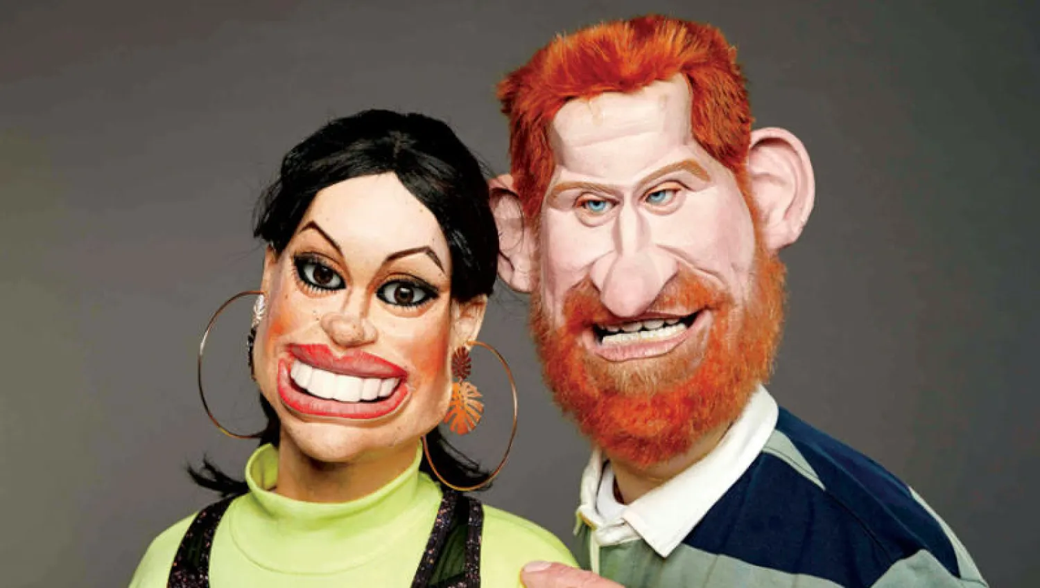 دميتان للأمير البريطاني هاري وزوجته ميغان من أجل عودة العرض البريطاني الساخر (أ.ف.ب)