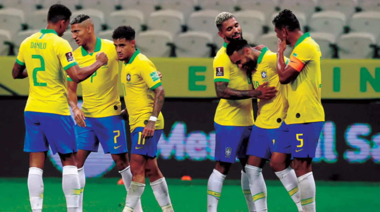 فرحة برازيلية بالخماسية (أ.ف.ب)