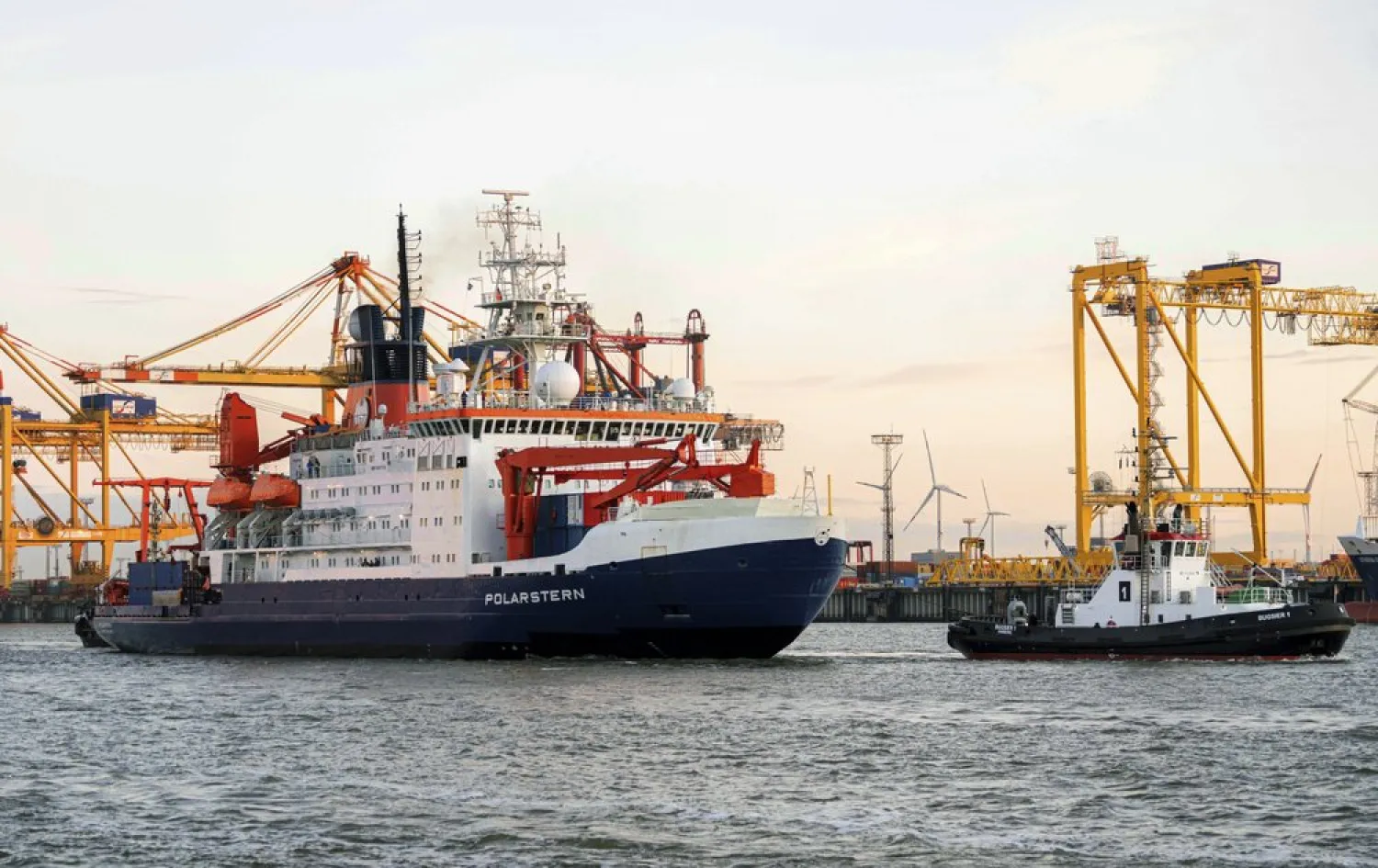 The research vessel 'Polarstern' returns to Bremerhaven, Germany, Monday, Oct. 12, 2020. (AP)