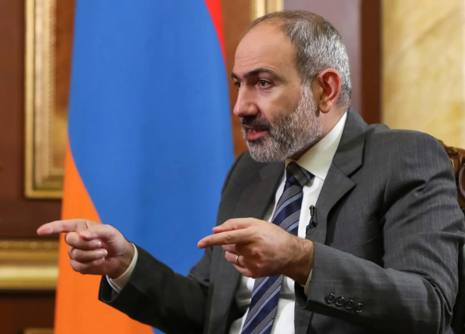 Armenian Prime Minister Nikol Pashinyan is pictured during an interview with Reuters in Yerevan, Armenia October 13, 2020. Hayk Baghdasaryan/Photolure via REUTERS