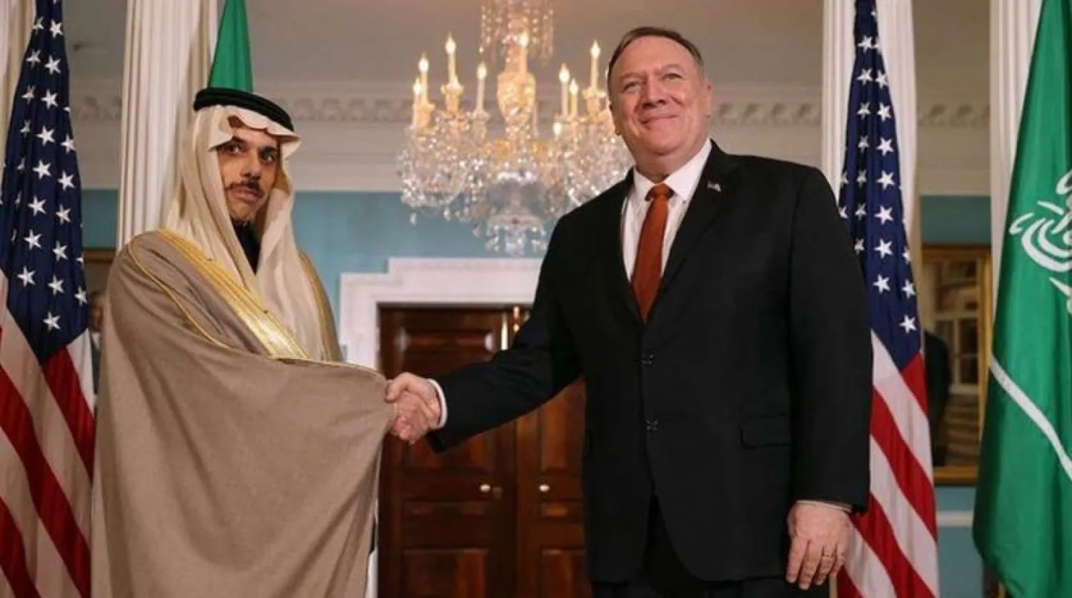 File photo of US Secretary of State Mike Pompeo and Saudi Foreign Minister Prince Faisal bin Farhan Al Saud