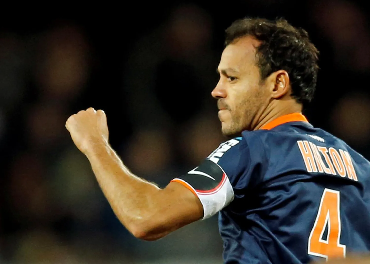 FILE PHOTO: Football Soccer - Montpellier's Vitorino Hilton reacts after scoring v Monaco - French Ligue 1 - Mosson stadium, Montpellier, France - 7/2/2017. REUTERS/Jean-Paul Pelissier/File Photo