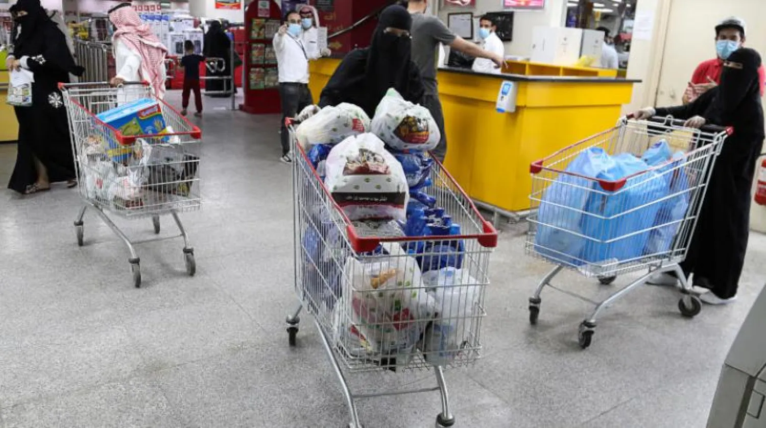 Shoppers wearing masks at a supermarket in the Saudi capital Riyadh. Reuters file photo