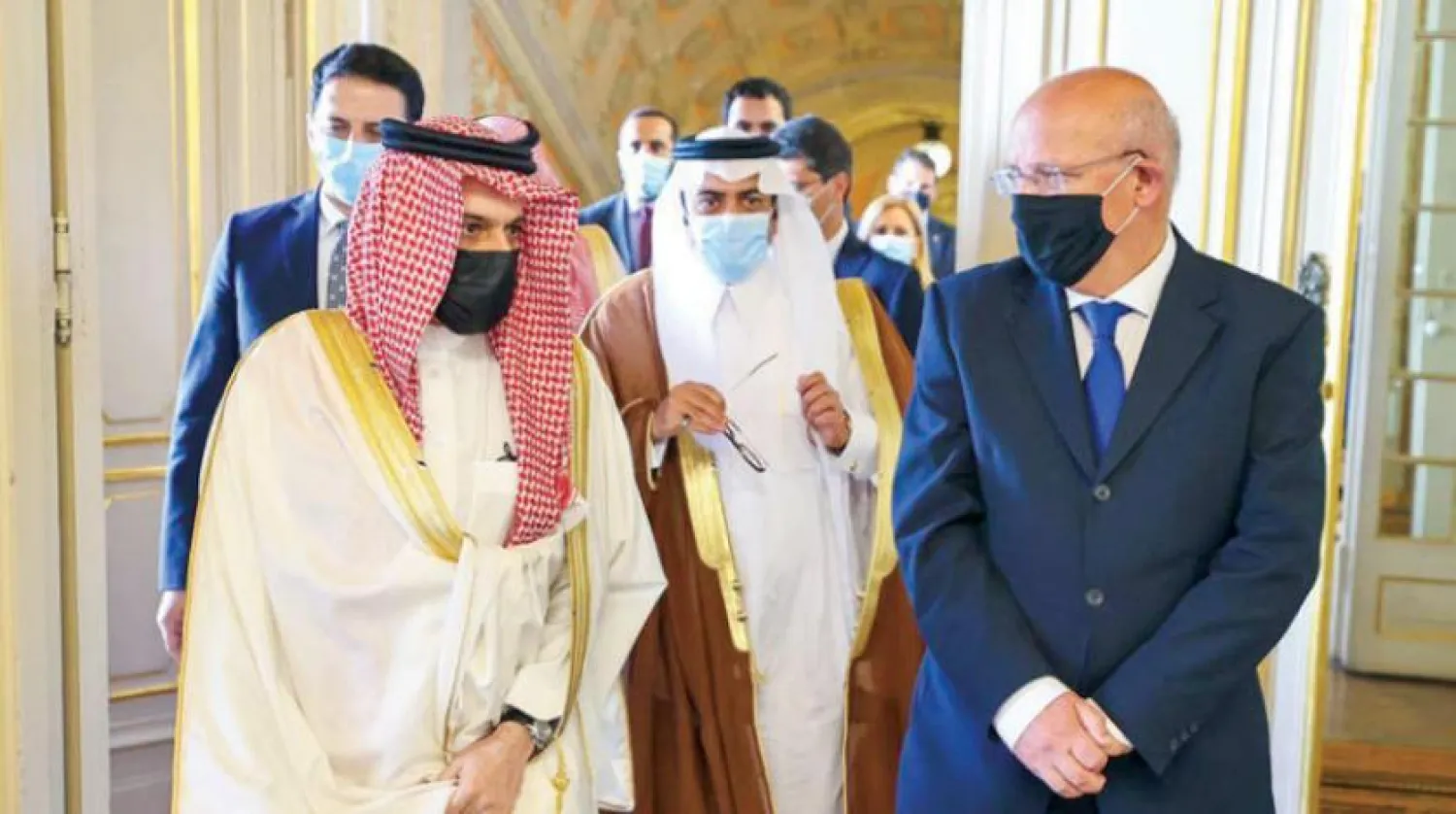 The Saudi and Portuguese Foreign Ministers during their meeting in Lisbon on Friday. Asharq Al-Awsat