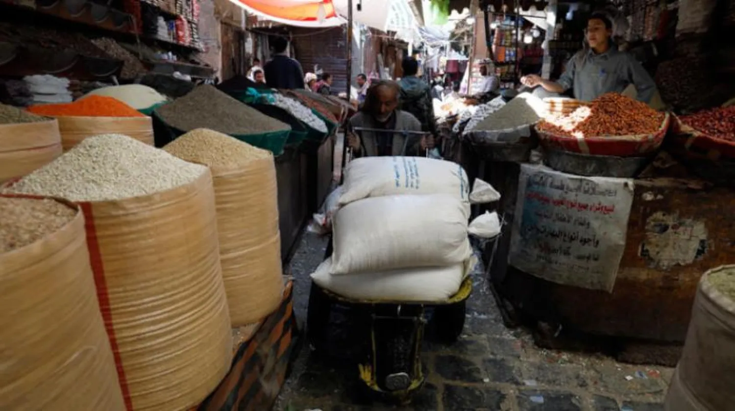 A grain market in Sanaa (EPA)

