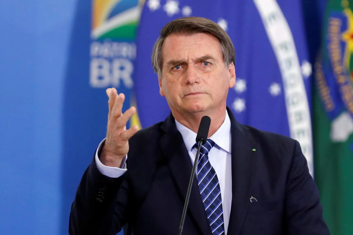 FILE PHOTO: Brazil's President Jair Bolsonaro speaks during a launching ceremony of public policies against violent crimes at the Planalto Palace in Brasilia, Brazil August 29, 2019. REUTERS/Adriano Machado/File Photo