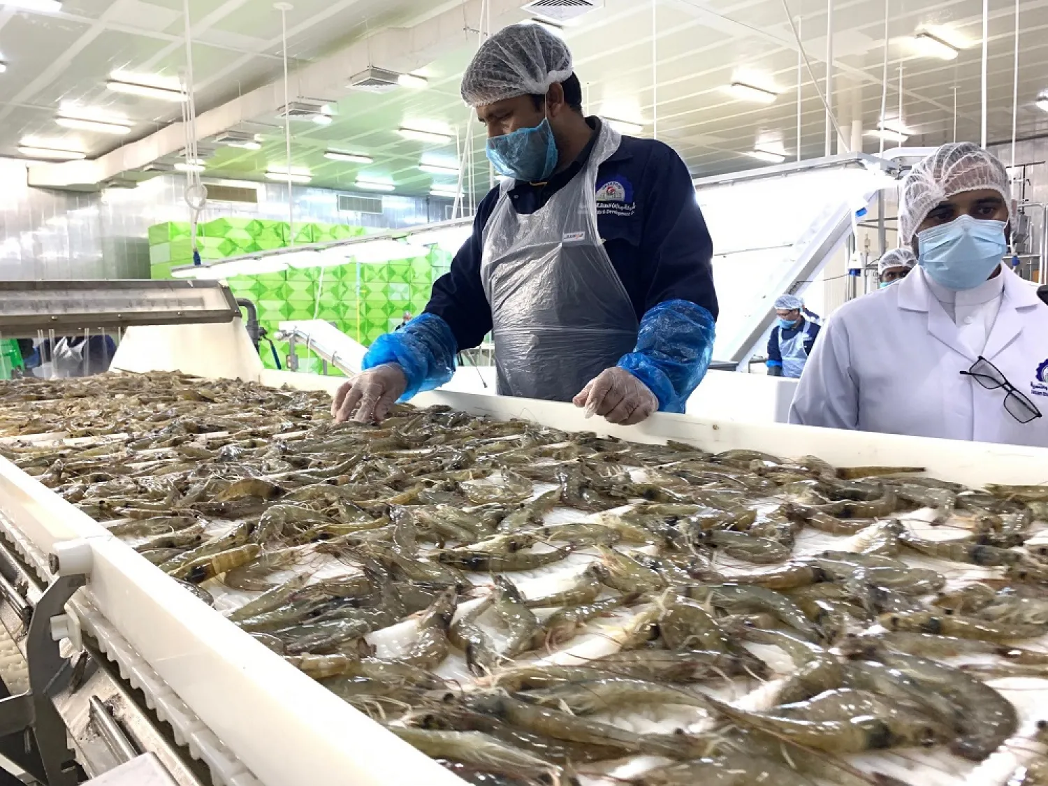Workers seen at a fish market in Saudi Arabia. (SPA)