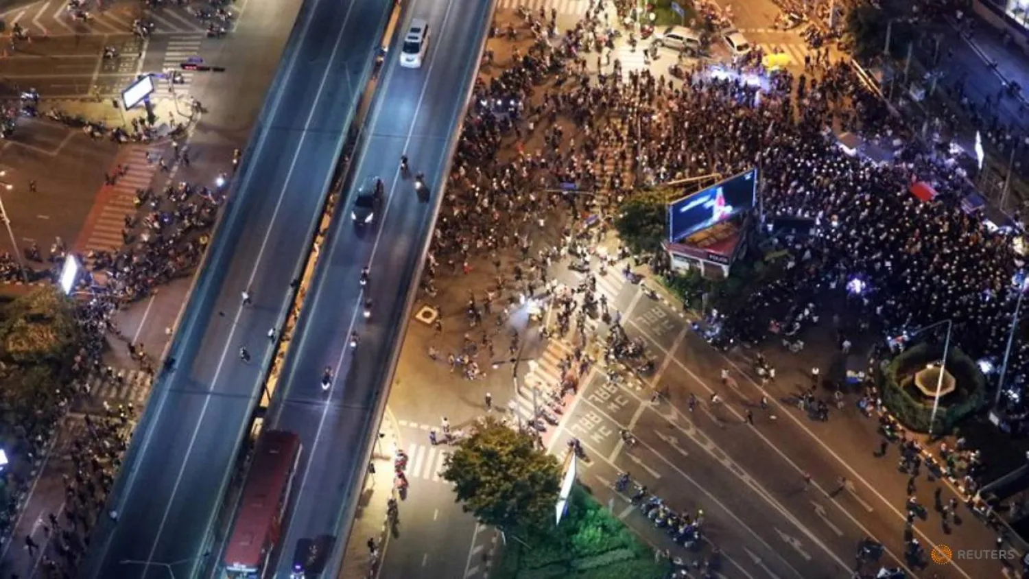 Pro-democracy protesters march to German Embassy in Bangkok, Thailand October 26, 2020. (Reuters)