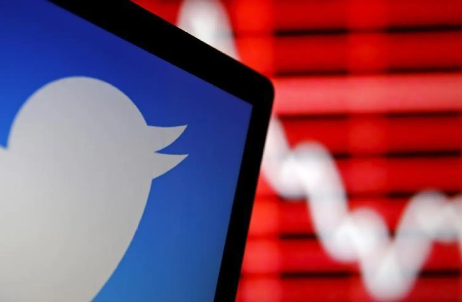 The Twitter logo is shown on an LCD screen in front of a displayed stock graph in central Bosnian town of Zenica, Bosnia and Herzegovina, in this April 29, 2015 photo illustration. REUTERS/Dado Ruvic/Files