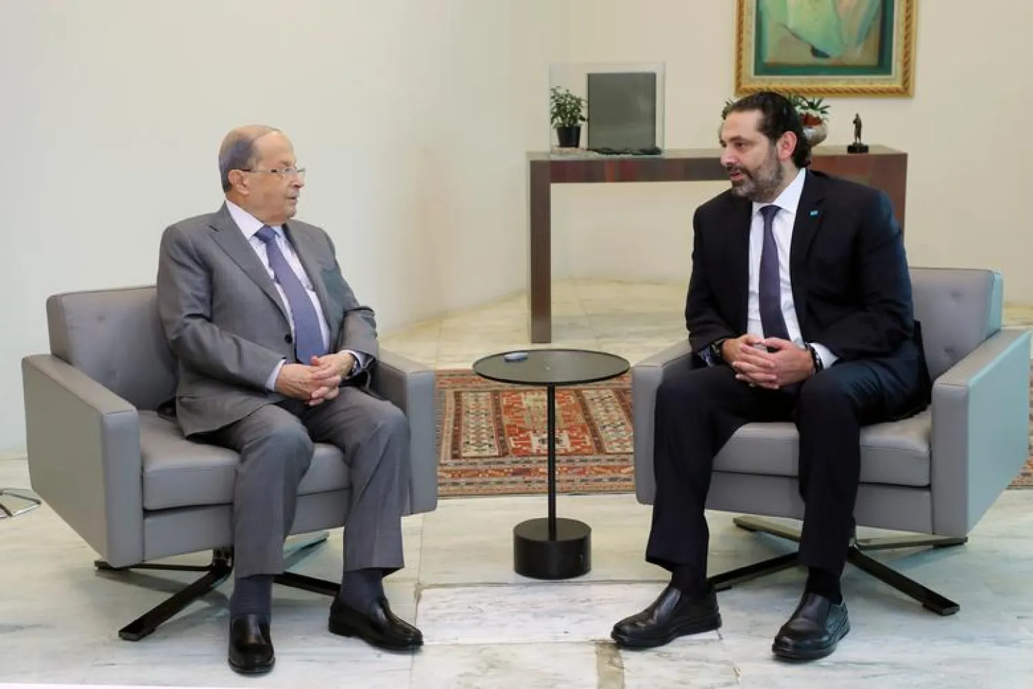 Saad Hariri meets with President Michel Aoun at the presidential palace in Baabda, Lebanon November 7, 2019. Dalati Nohra/Handout via REUTERS
