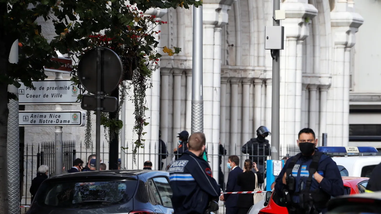 Security forces guard the area after a knife attack at Notre Dame church in Nice, France, October 29, 2020. REUTERS