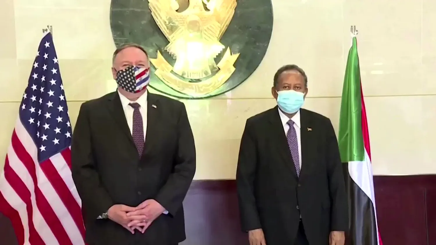 Sudanese Prime Minister Abdalla Hamdok and US Secretary of State Mike Pompeo. Reuters file photo