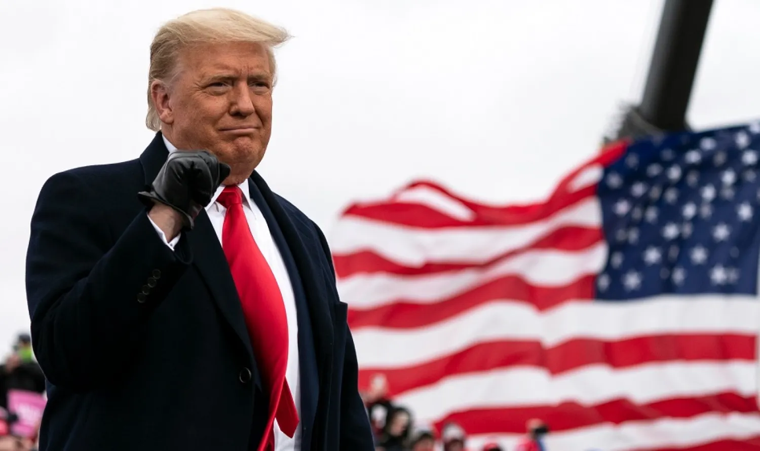 President Donald Trump arrives to speak at a campaign rally at Oakland County International Airport, Oct. 30, 2020, at Waterford Township, Mich. (AP)