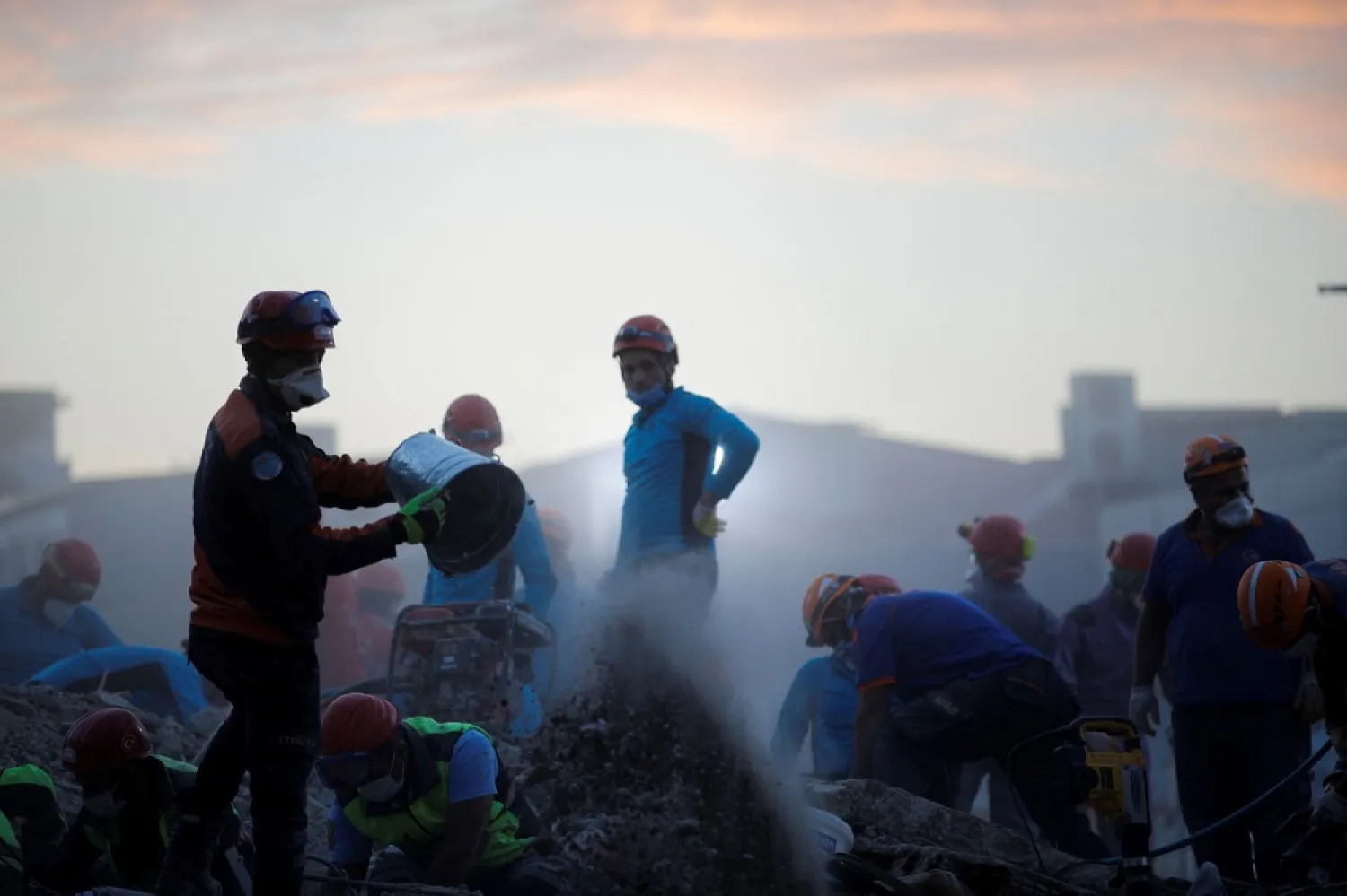 Rescue operations take place on a site after an earthquake struck the Aegean Sea, in the coastal province of Izmir, Turkey, November 2, 2020. (Reuters)
