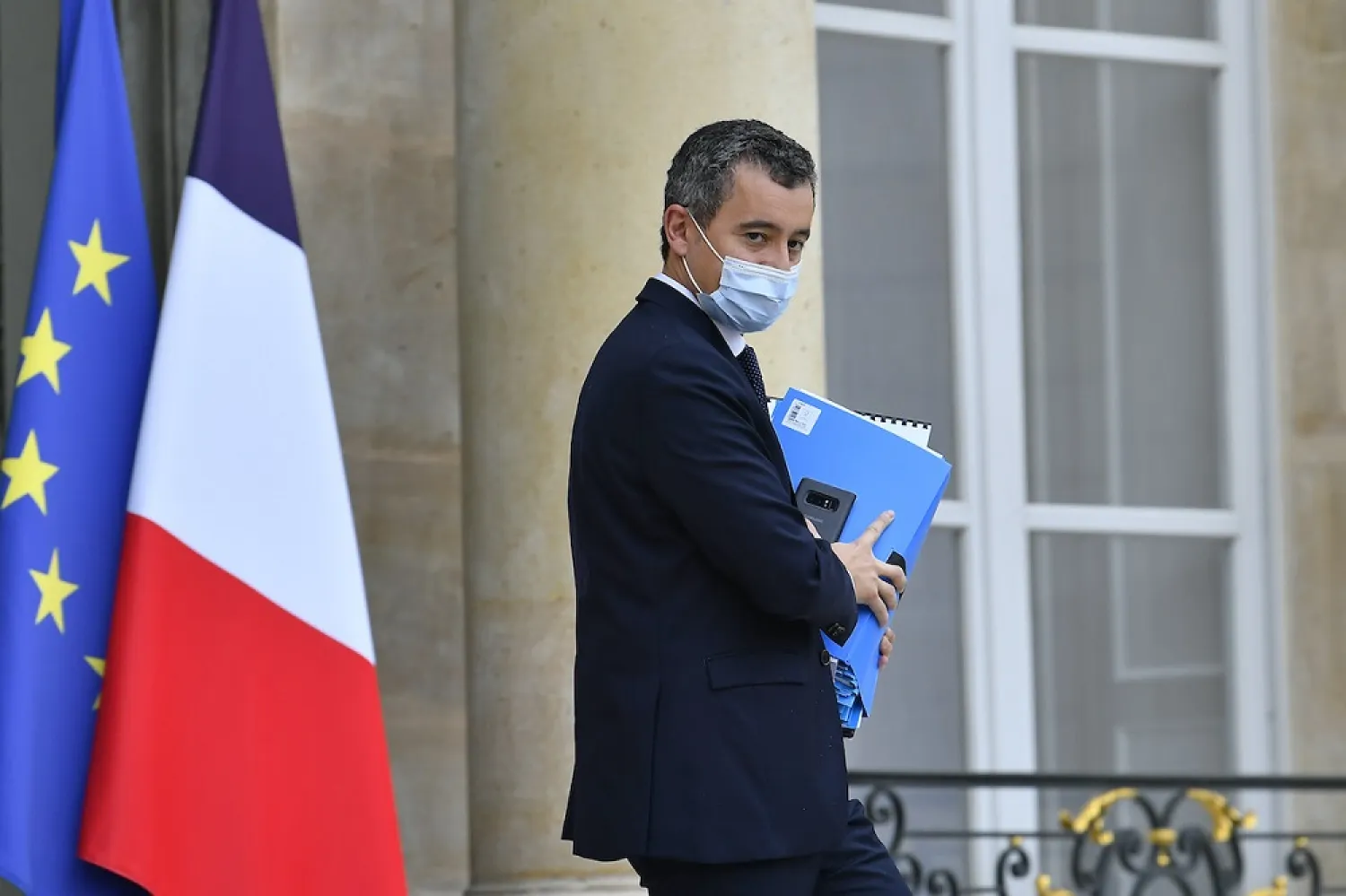 French Minister of Interior Gerald Darmanin leaves the Elysee Palace after the weekly cabinet meeting on October 28, 2020, in Paris, France. (Getty Images)