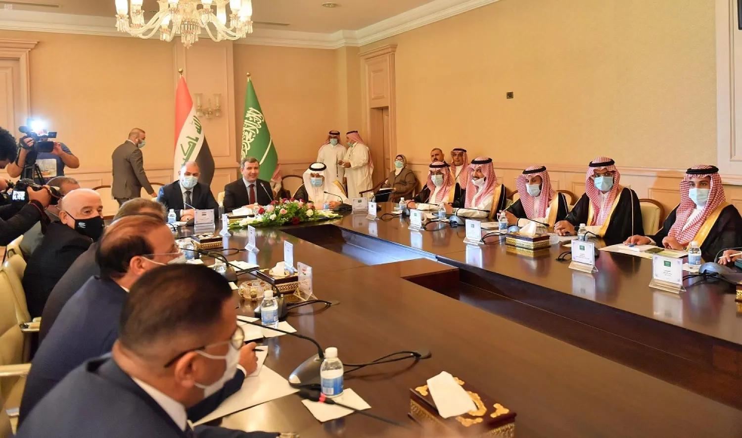 Saudi and Iraqi officials meet in Baghdad on Sunday. (SPA)
