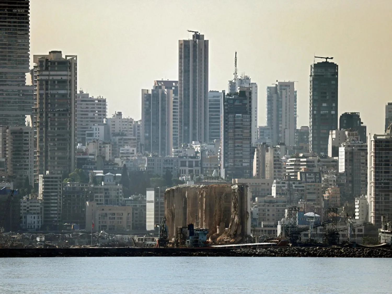 The destroyed Beirut port is seen on October 26, 2020. (AFP)