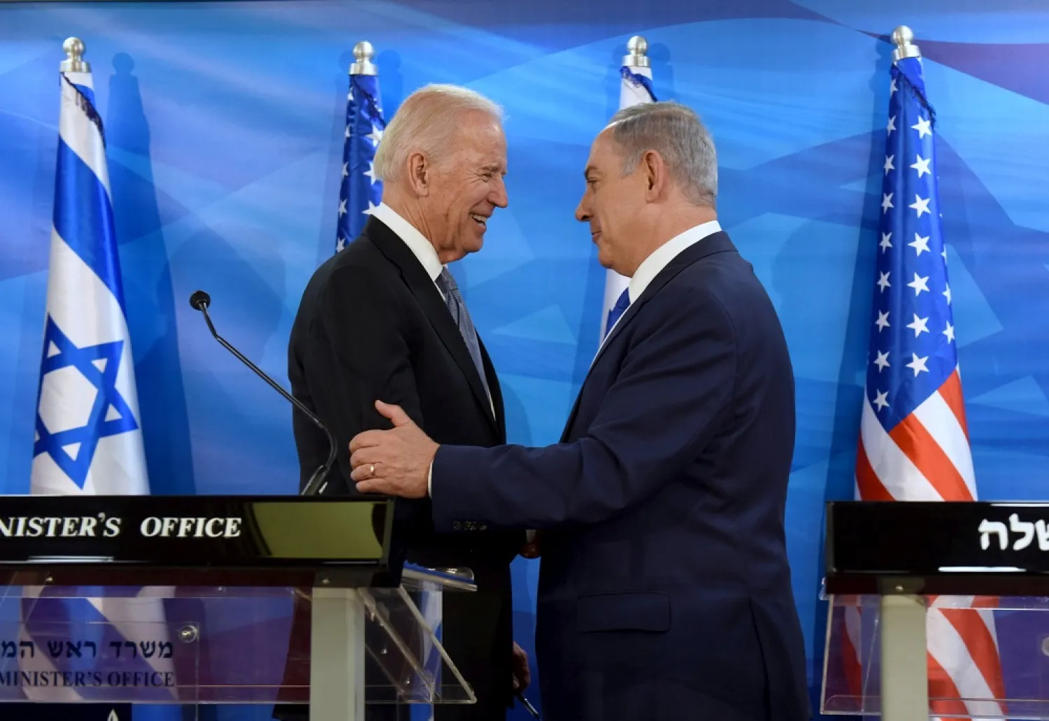 Then-Vice President Joe Biden shakes hands with Israeli Prime Minister Benjamin Netanyahu. (Reuters file photo)