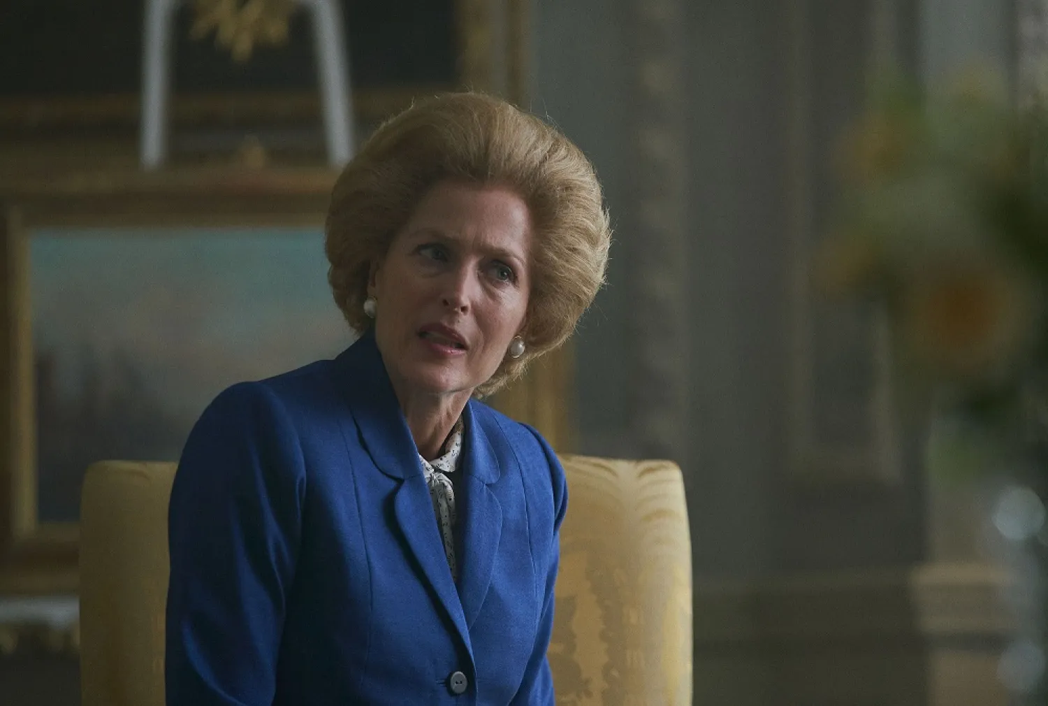 This image released by Netflix shows Gillian Anderson in a scene from ‘The Crown.’ (Netflix via AP)