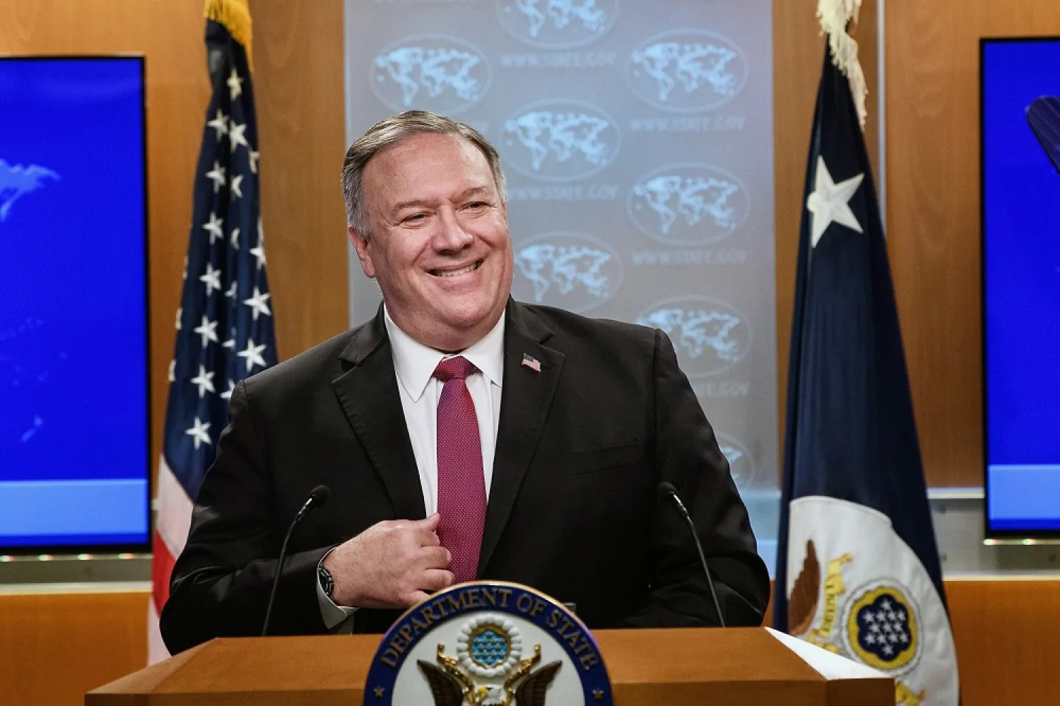 US Secretary of State Mike Pompeo speaks during a news conference at the State Department in Washington, October 21, 2020. (AP)