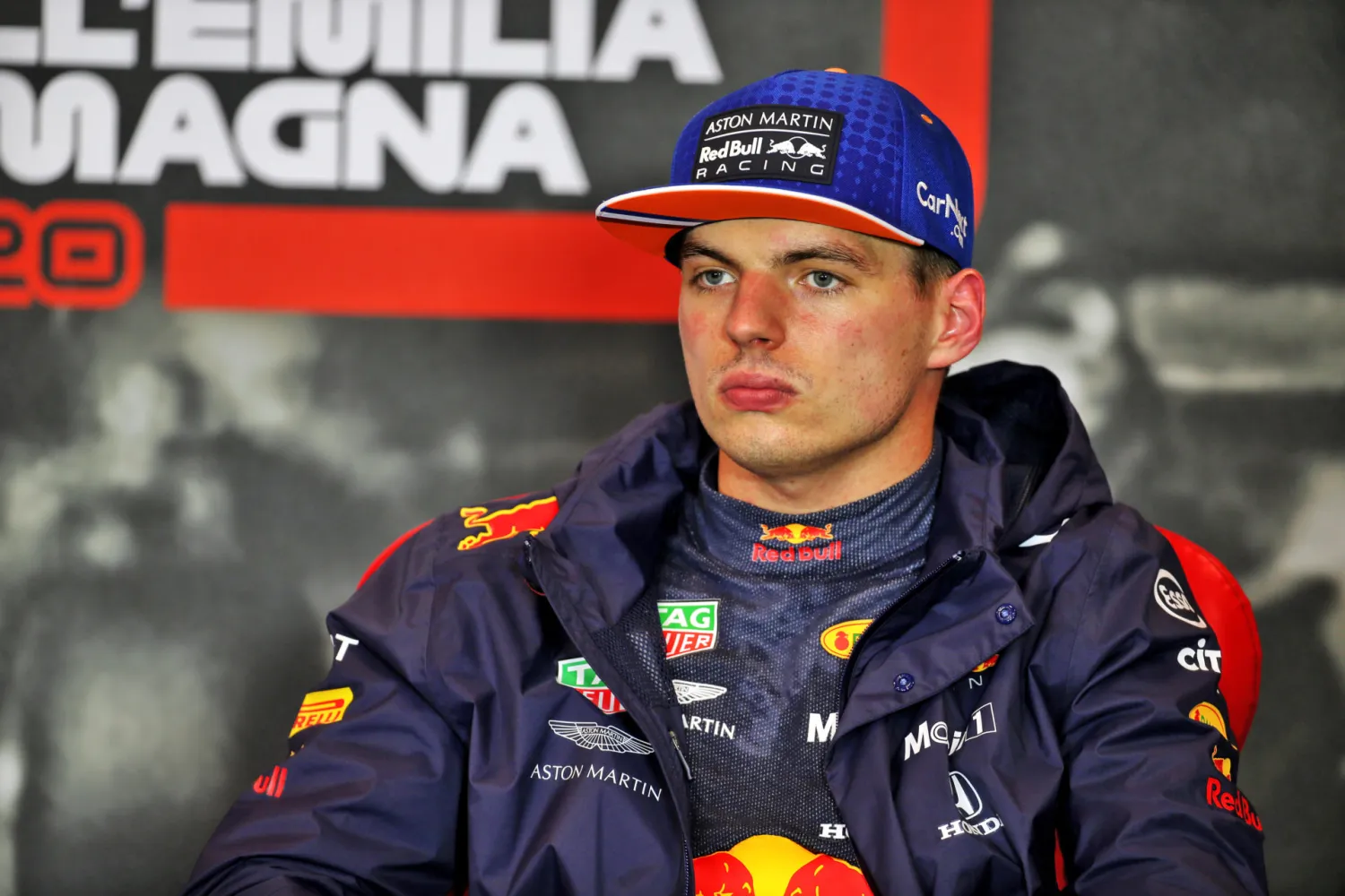 Formula One F1 - Emilia Romagna Grand Prix - Autodromo Enzo e Dino Ferrari, Imola, Italy - October 31, 2020 Red Bull's Max Verstappen during the press conference after qualifying in third position FIA/Handout via REUTERS