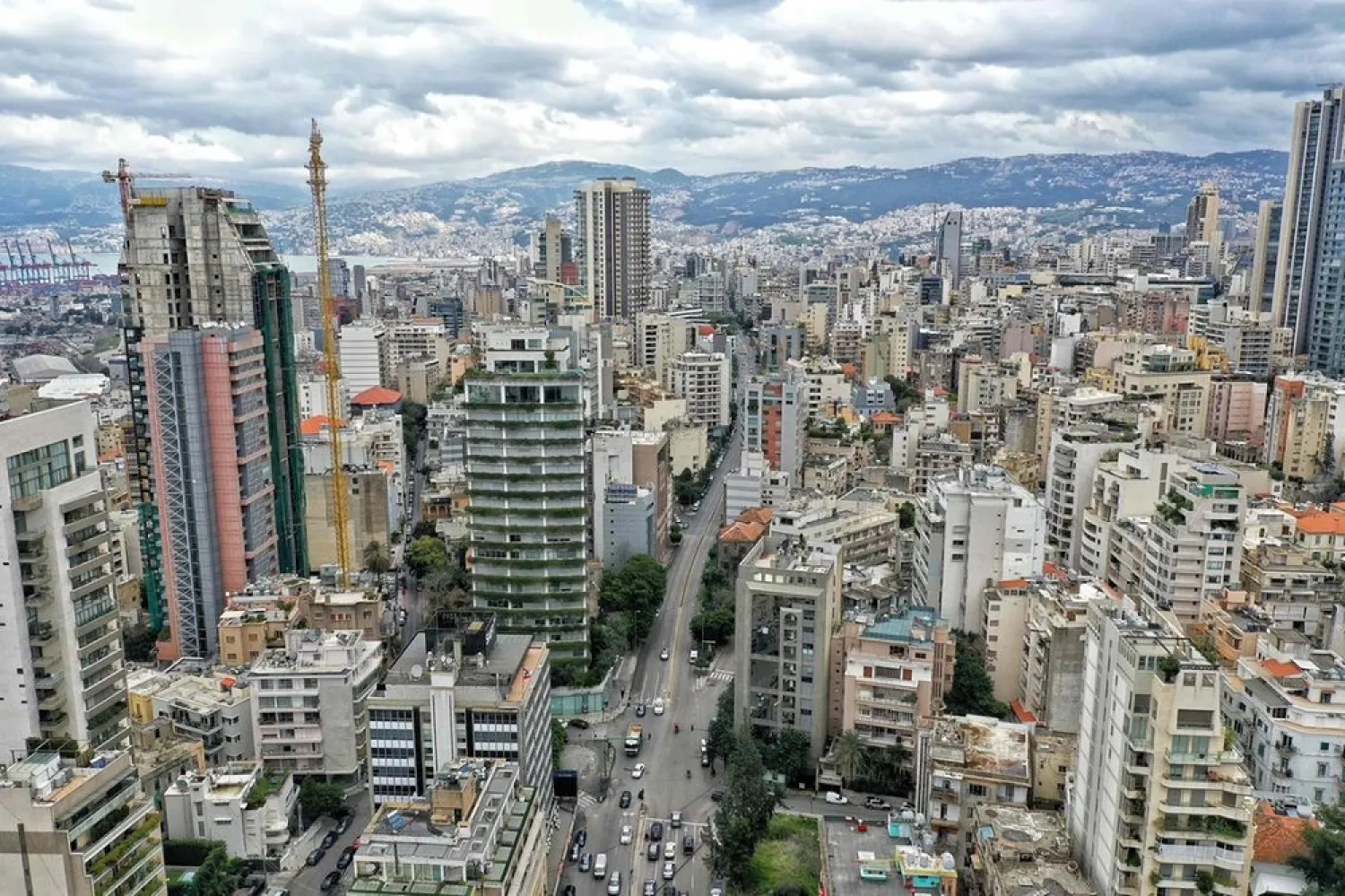An aerial view of the Achrafieh district of Lebanon's capital Beirut is seen as streets empty to minimize social contact as part of efforts against the coronavirus. (AFP file photo)