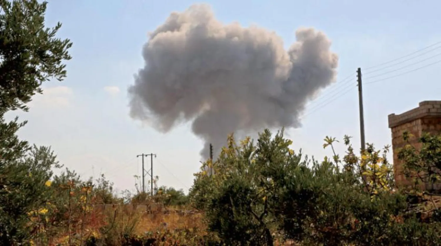 Smoke rises from Al-Barah, south of Idlib, after Russian air raids. AFP