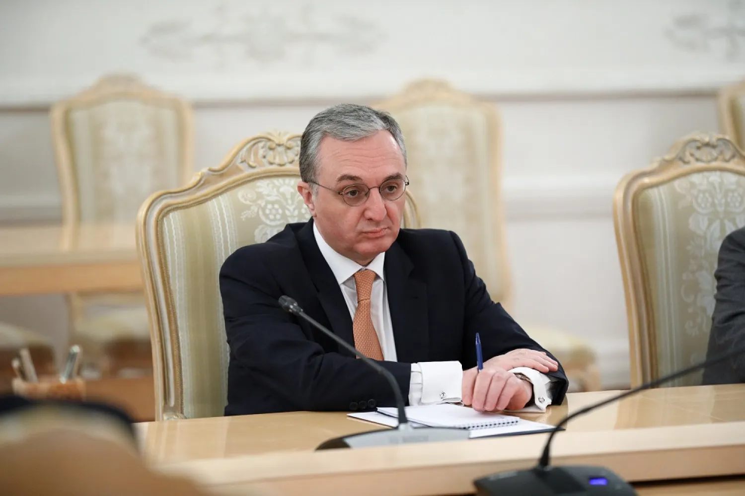 Armenian Foreign Minister Zohrab Mnatsakanyan attends a meeting with his Russian counterpart Sergei Lavrov in Moscow, Russia Oct. 21, 2020. (Reuters)