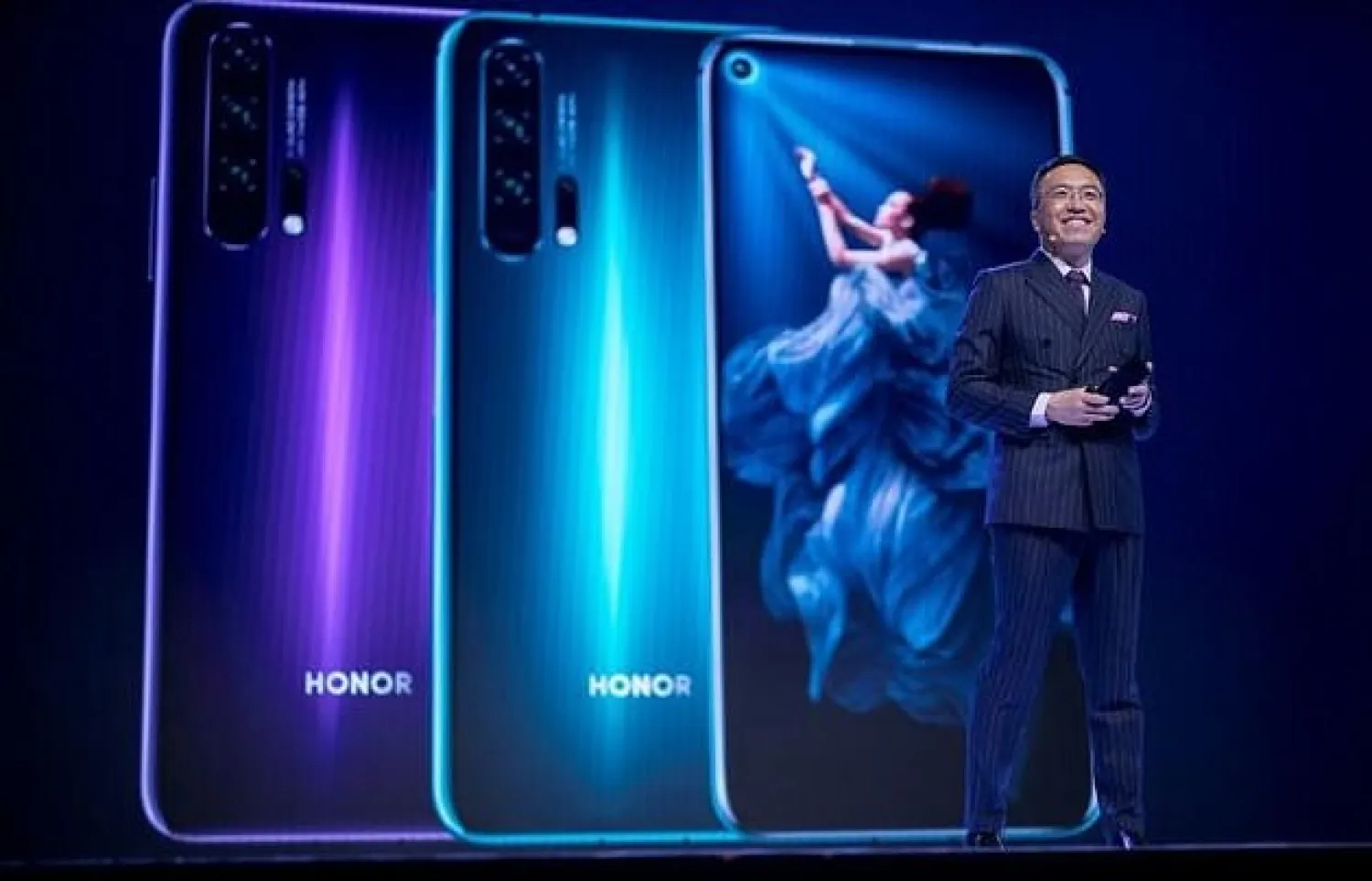 Honor phones, seen here at a launch in London in 2019, are aimed primarily at younger or more budget-conscious buyers. AFP