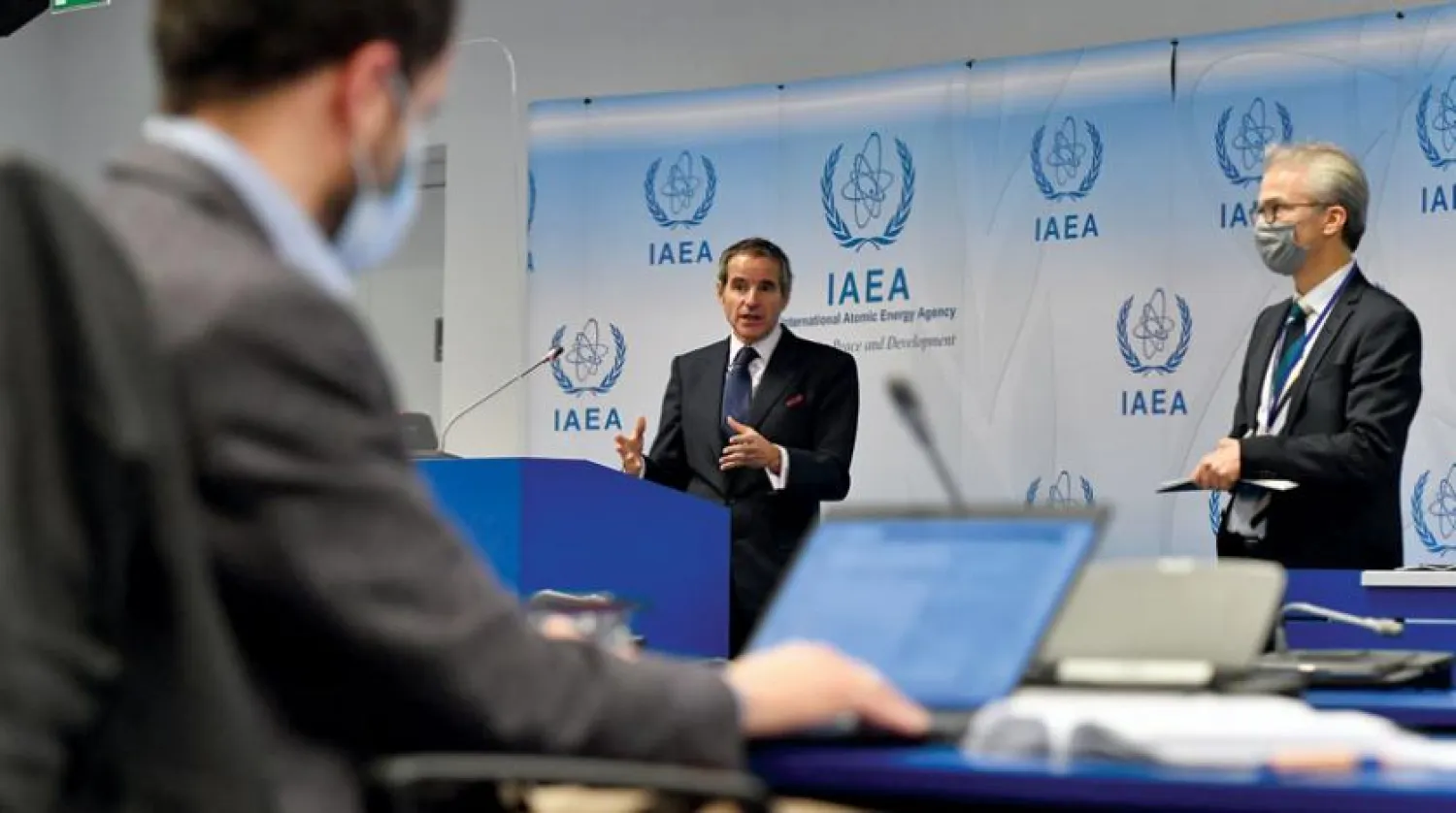 Viyana’da dün basın mensuplarının karşısına geçen Uluslararası Atom Enerjisi Kurumu Genel Müdürü Rafael Mariano Grossi (UAEK)