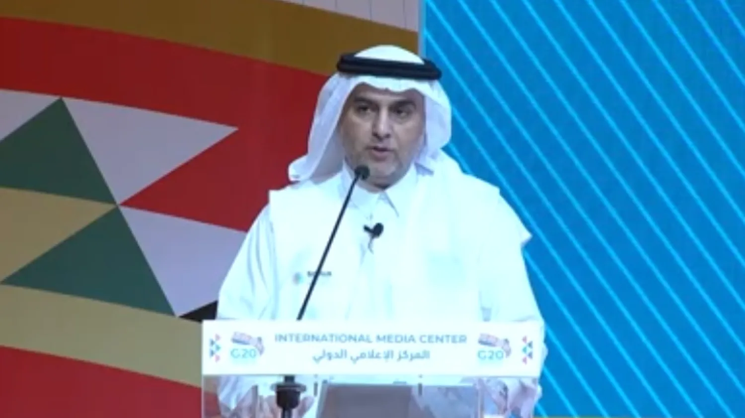 Head of the Saudi Data and Artificial Intelligence Authority Abdullah al-Ghamdi during the media briefing