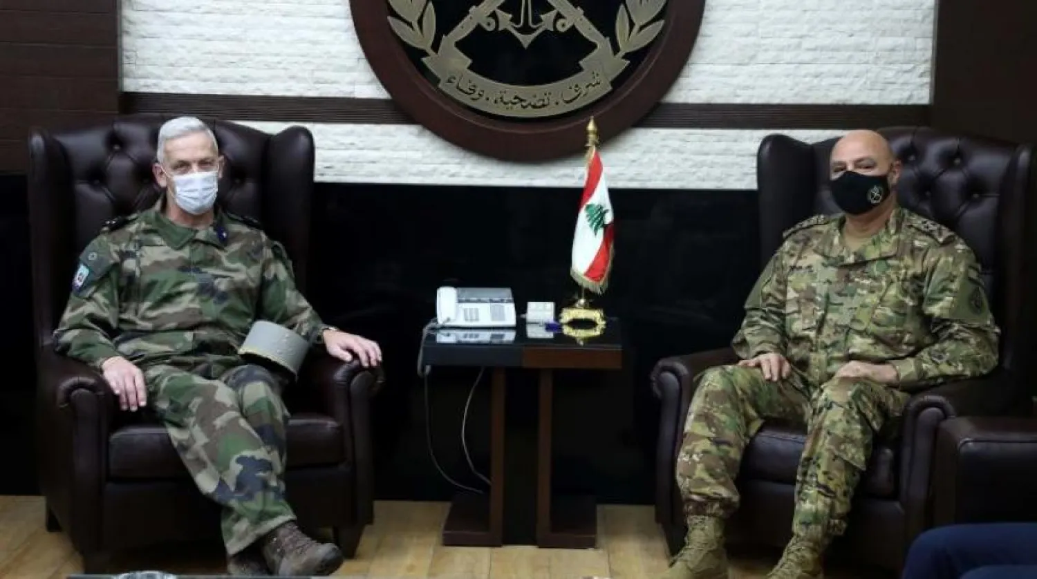 Lübnan Ordu Komutanı General Joseph Avn ve Fransa Genelkurmay Başkanı General François Lecointre (AFP)