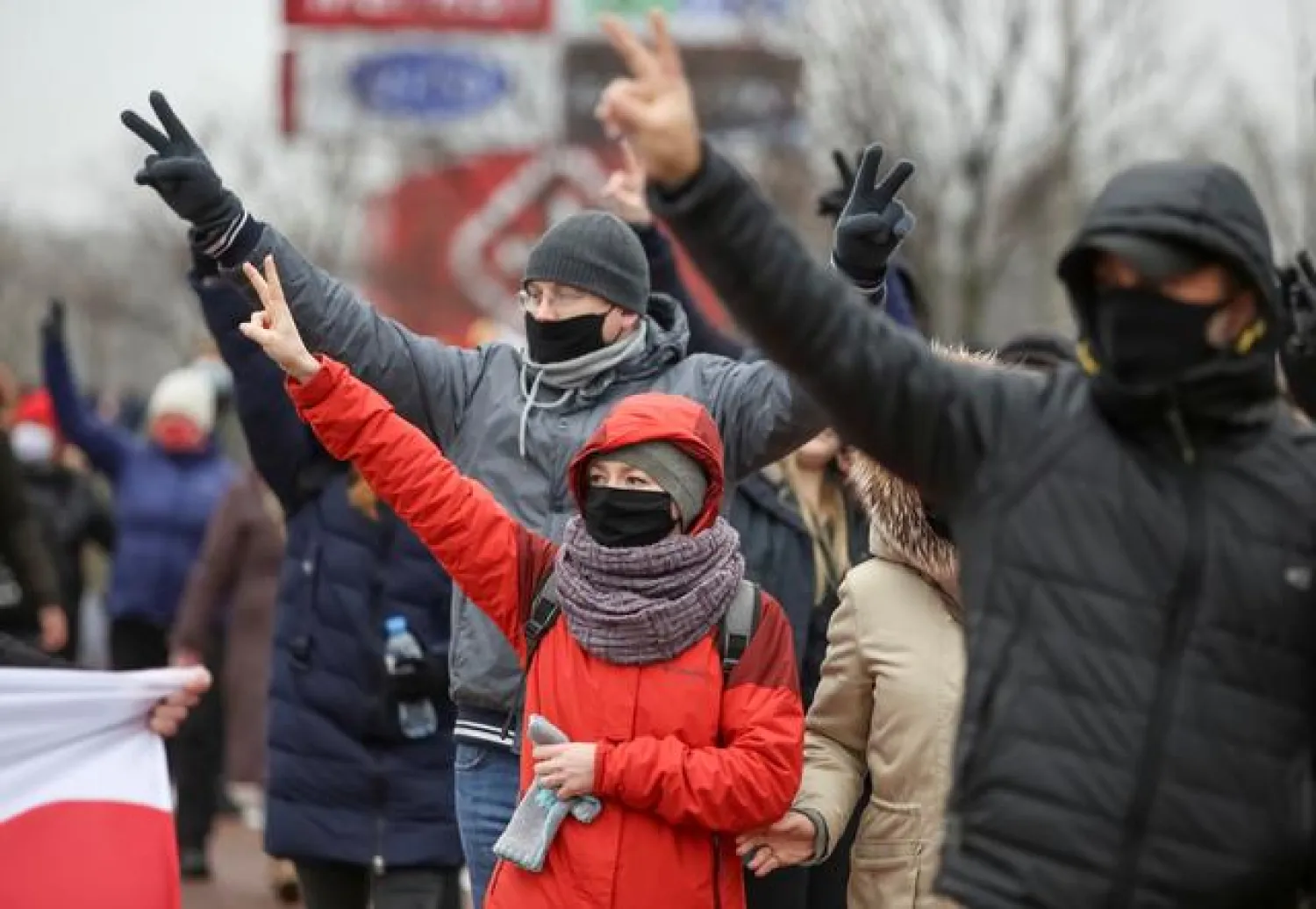Belarusian opposition supporters attend a rally to reject the presidential election results in Minsk, Belarus November 22, 2020. REUTERS/Stringer