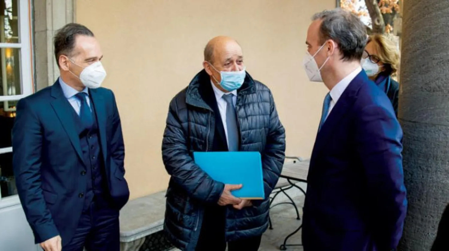 Almanya Dışişleri Bakanı Heiko Maas, Fransa Dışişleri Bakanı Jean-Yves Le Drian ve İngiltere Dışişleri Bakanı Dominic Raab Berlin'de bir araya geldi (DPA)