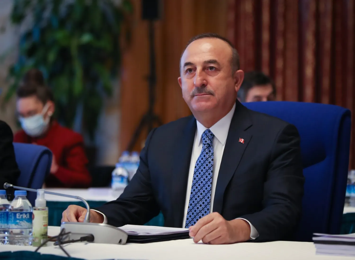 Turkish Foreign Minister Mevlut Cavusoglu listens during a parliamentary budgetary commission meeting in Ankara on Tuesday. AA photo