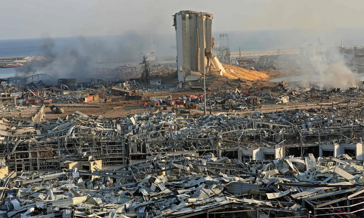 A destroyed silo is seen amid the rubble and debris following the Aug. 4 blast at the port of Lebanon's capital Beirut. AFP file photo