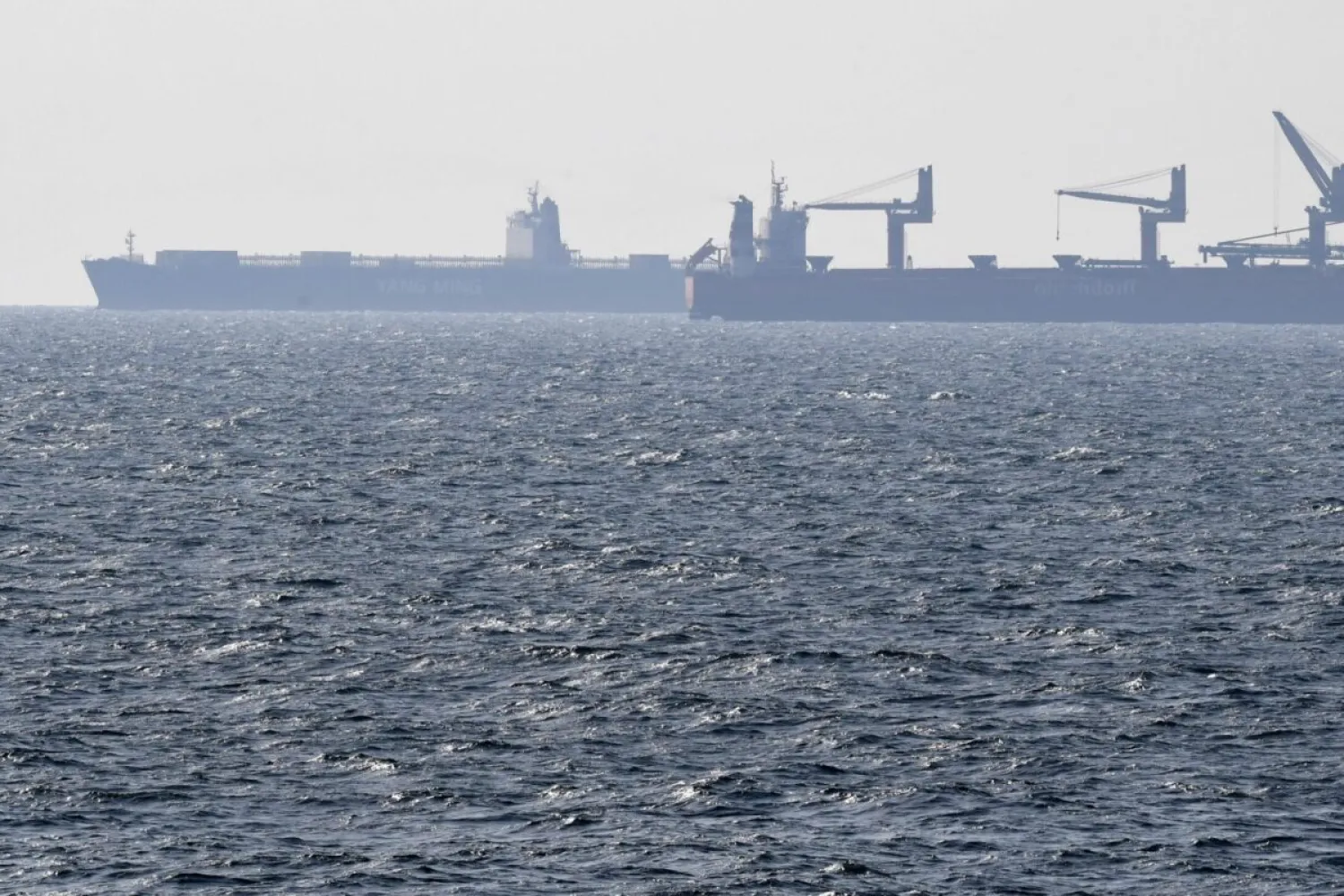 Commercial vessels sail in the Arabian Gulf off Bahrain on 5 November 2019. [ BNA - Getty Images]
