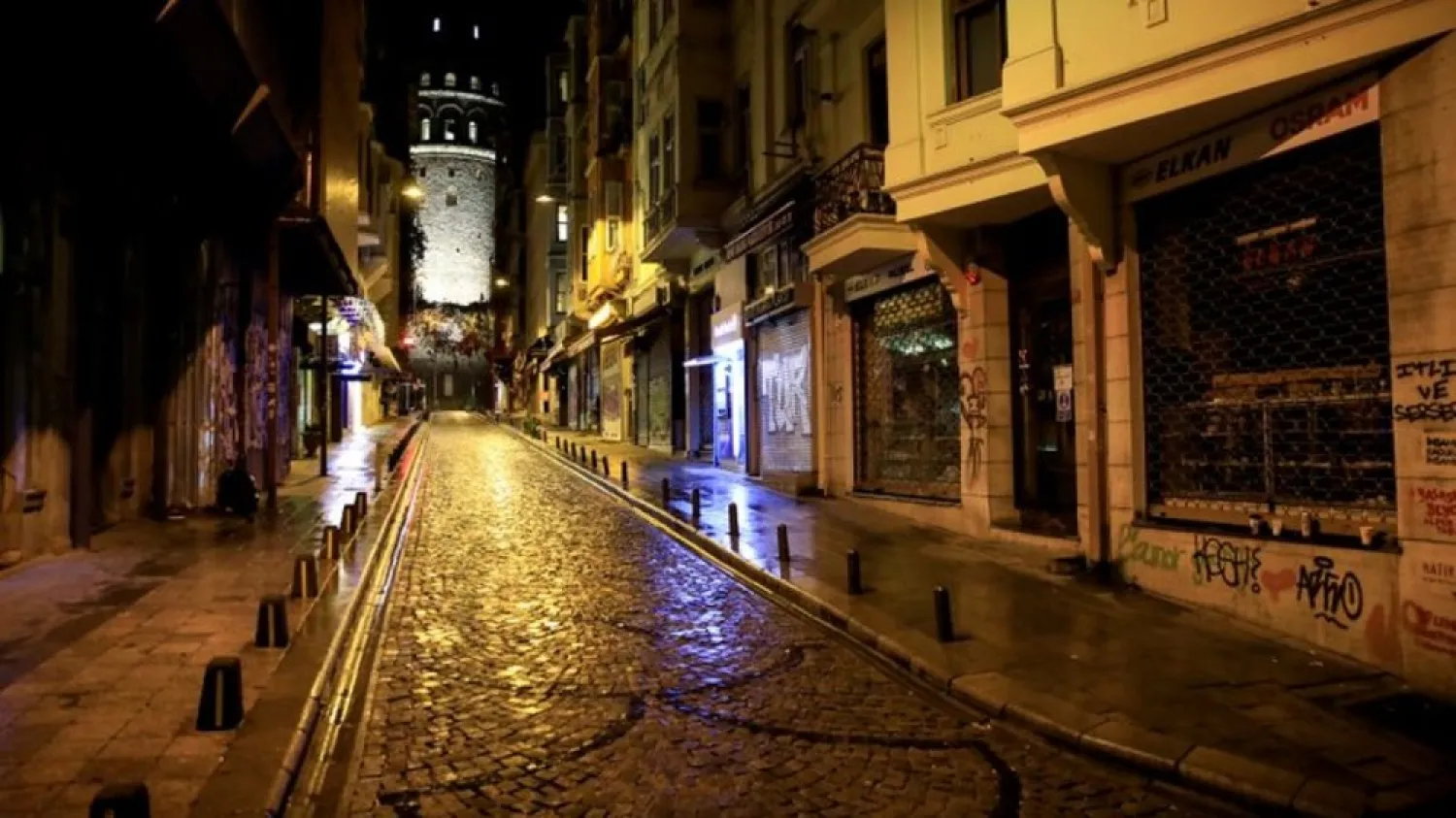 Deserted street leading to the historical Galata Tower after a partial weekend curfew started during the COVID-19 outbreak in Istanbul, Turkey, November 21, 2020. (Reuters)