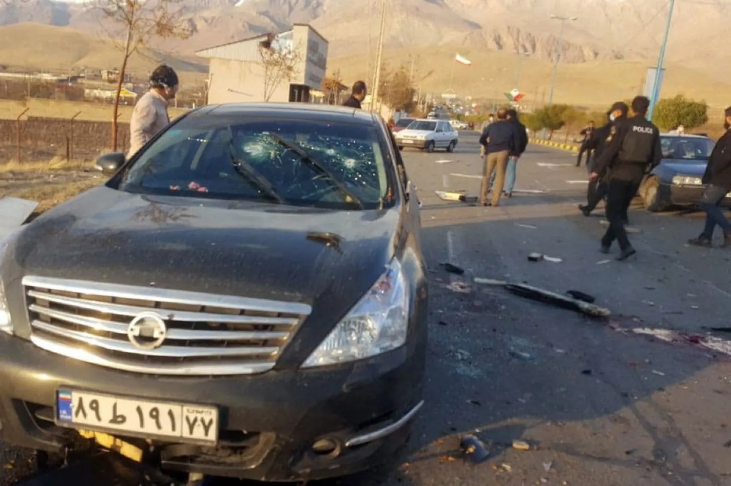 A view shows the scene of the attack that killed Prominent Iranian scientist Mohsen Fakhrizadeh, outside Tehran, Iran, November 27, 2020. (West Asia News Agency via Reuters)