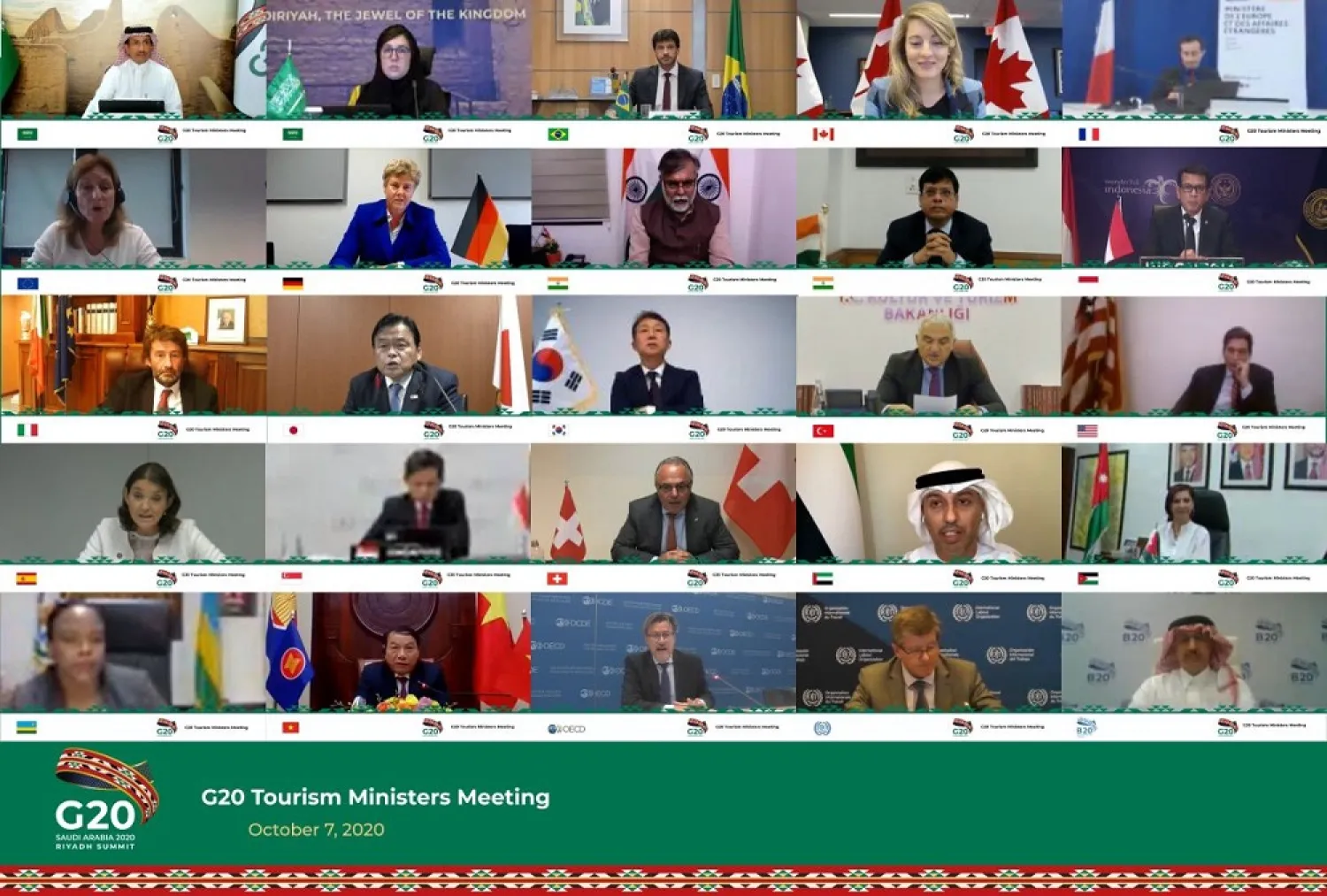 The G20 tourism ministers hold a virtual meeting amid the pandemic.