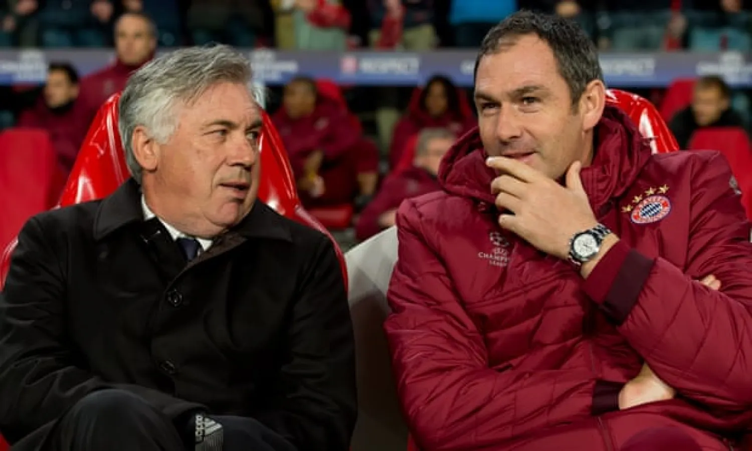 Carlo Ancelotti and Paul Clement worked together at Chelsea, Real Madrid, PSG and Bayern Munich. Photograph: TF-Images/Getty Images
