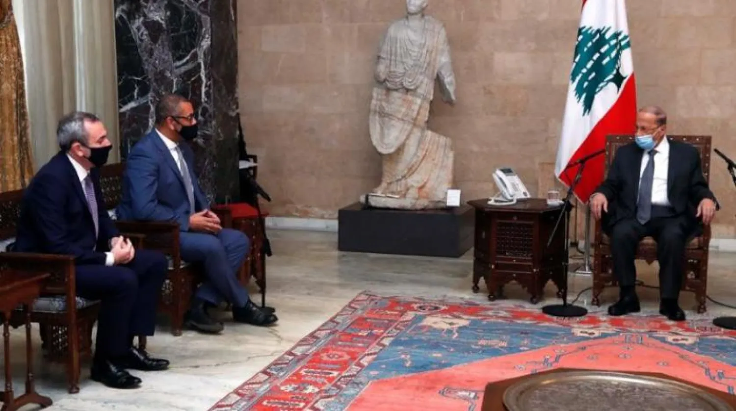 Lebanese President Michel Aoun meets with James Cleverly, the Foreign Office minister for the Middle East. NNA