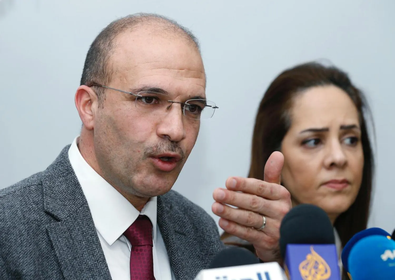 Lebanon's Minister of Health, Hamad Hasan and Iman Shankiti, WHO representative in Lebanon, attend a news conference, after the country's first case of the novel coronavirus was confirmed, in Beirut, Lebanon February 21, 2020. REUTERS/Mohamed Azakir