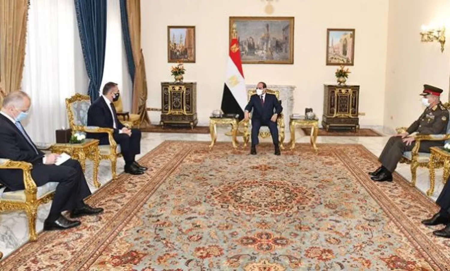 President Abdel Fattah el- Sisi during a meeting with Greek Defense Nikolaos Panagiotopoulos in Cairo- Egyptian Presidency 


