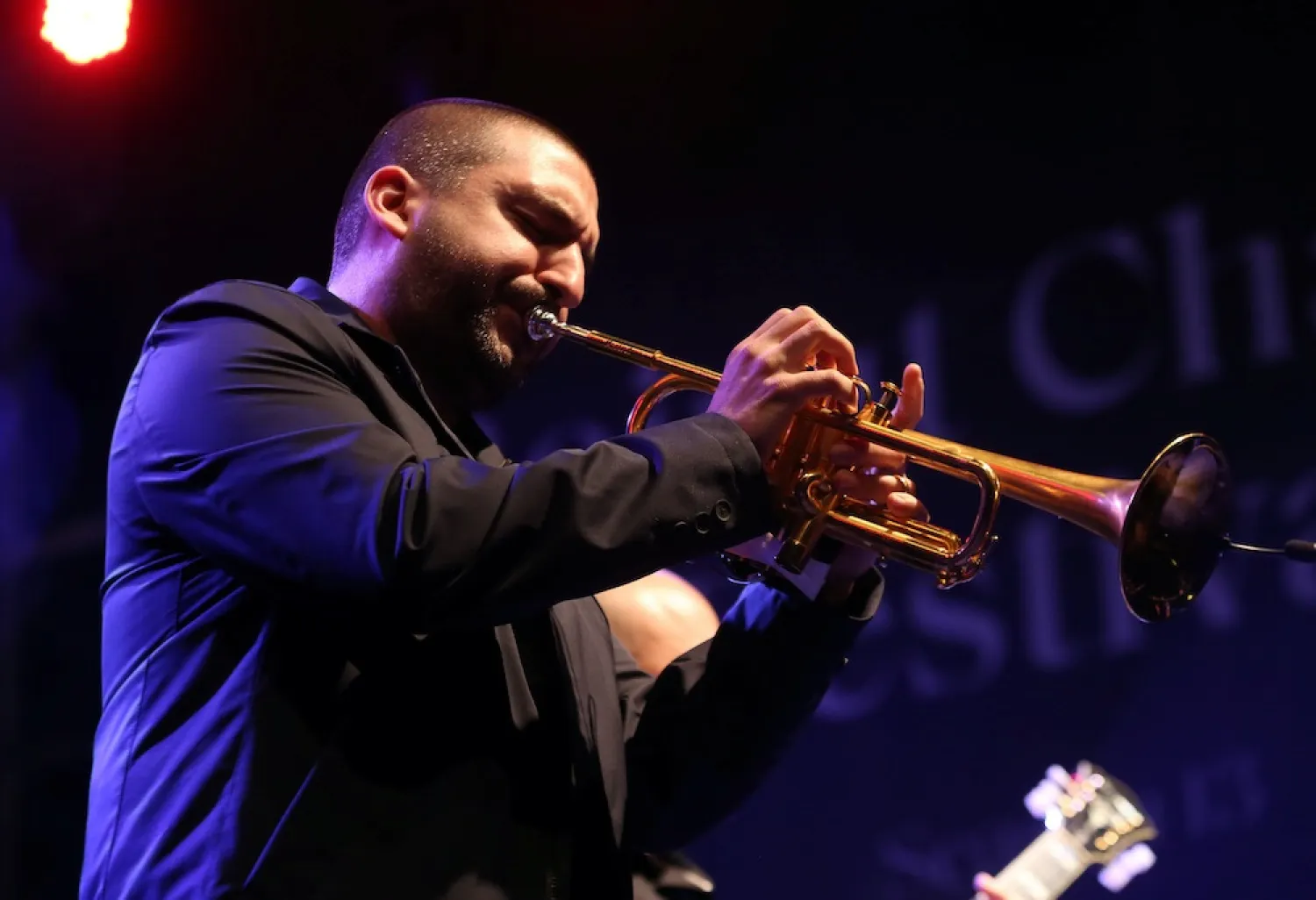 French-Lebanese trumpet player and composer Ibrahim Maalouf performs on stage as part of Beirut Chants Festival, in Beirut, Lebanon December 4, 2020. (Reuters)