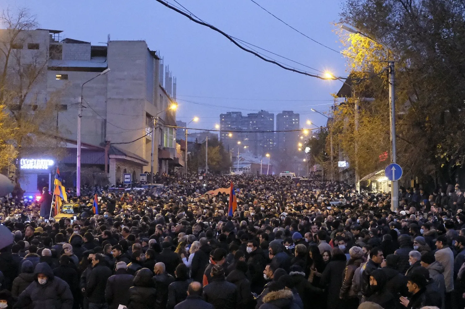 Protesters rally to pressure Armenian Prime Minister Nikol Pashinyan to resign over a peace deal with Azerbaijan in Republic Square in Yerevan, Armenia, Dec. 5, 2020. (AP)