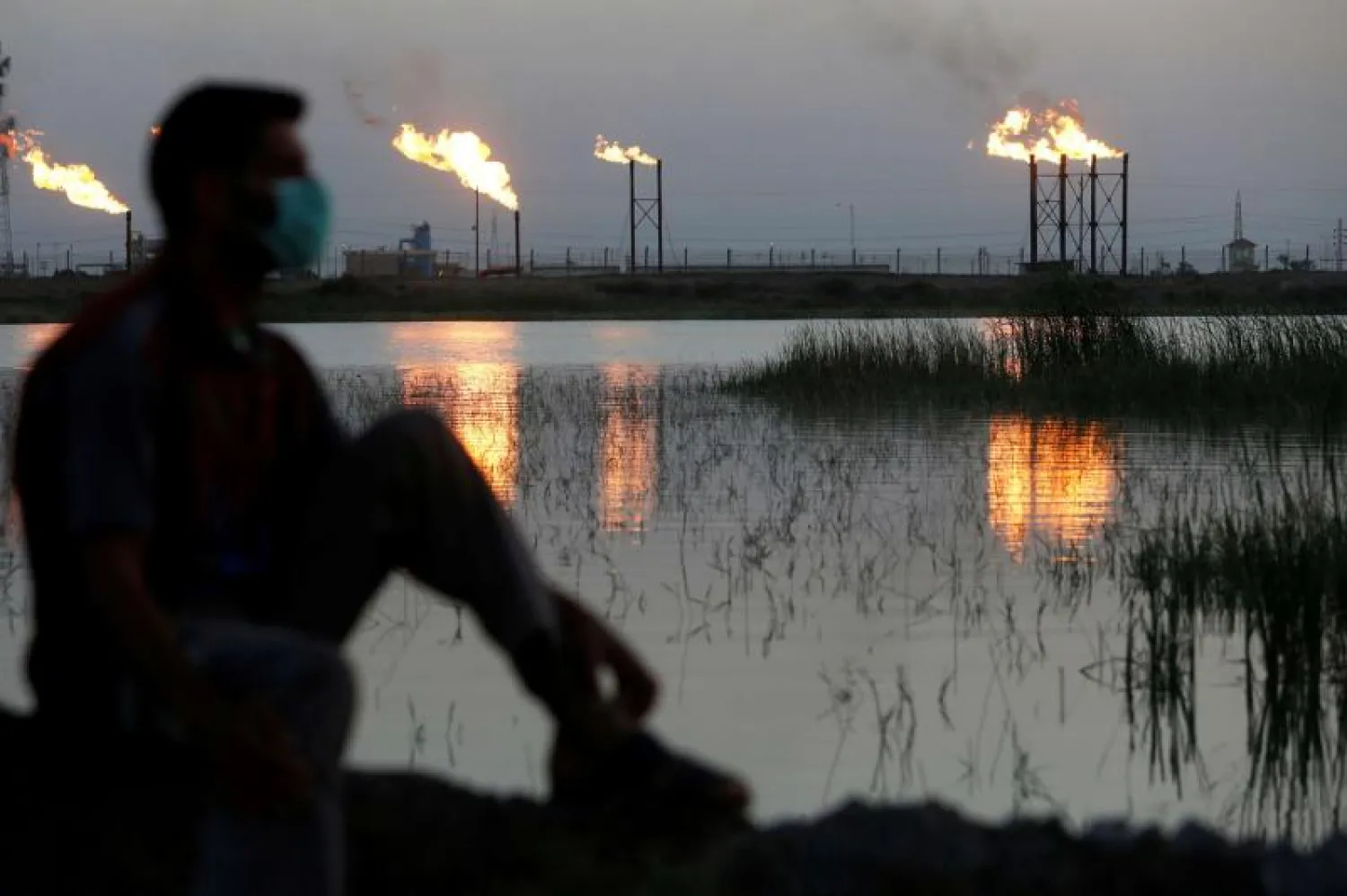 Flare stacks at Nahr Bin Umar oil field north of Basra, Iraq. (File photo: Reuters)
