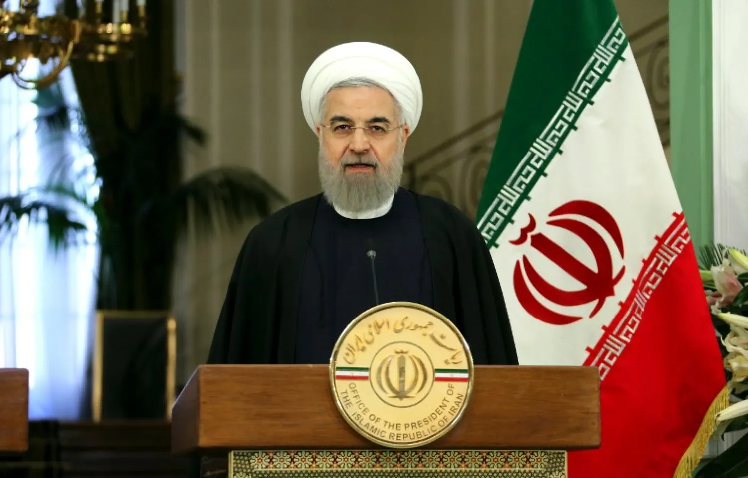  Iranian President Hassan Rouhani speaks during a press-conference following a meeting his Swiss counterpart in the capital Tehran, on February 27, 2016. (AFP/ATTA KENARE)
