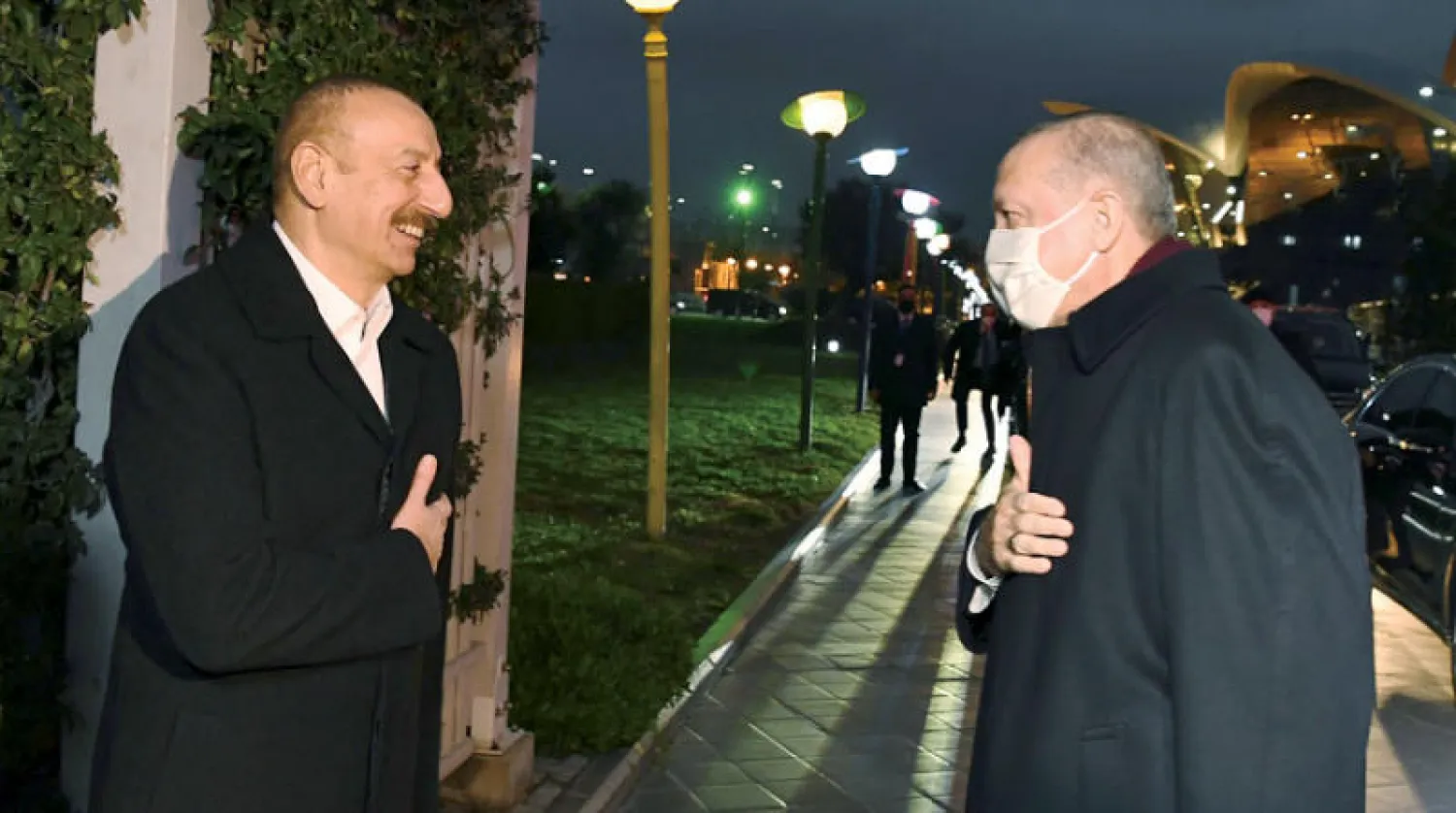 إردغان في باكو مع رئيس أذربيجان (أ.ب)